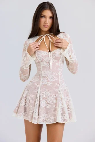 Alice Vintage Cream Lace Mini Dress