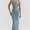 Nastassia Cool Blue Embellished Satin Corset