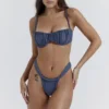 Cassis Deep Blue Ruched Bikini Top