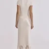 Ciara Vintage Ivory Satin + Lace Midi Skirt