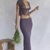 Maia Dark Mauve Tie Front Top