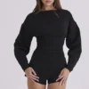 Elisetta Black Crepe Contour Playsuit Elisetta Black Crepe Contour Playsuit