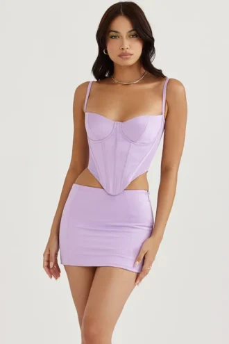 Elodie Orchid Satin Mini Skirt
