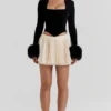 Emira Ivory Pleated Mini Skirt