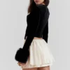 Emira Ivory Pleated Mini Skirt