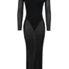 Everly Black Mesh Maxi Dress with Bodysuit Everly Black Mesh Maxi Dress with Bodysuit
