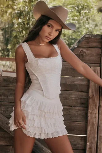 Fifi White Layered Mini Skirt