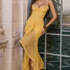 Gabbi Apricot Ruffled Front Gown Gabbi Apricot Ruffled Front Gown