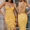 Gabbi Apricot Ruffled Front Gown Gabbi Apricot Ruffled Front Gown