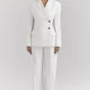 Hayden White Wide Leg High Waist Tailored Trousers