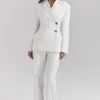 Hayden White Wide Leg High Waist Tailored Trousers