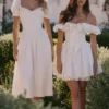 Jaide White Cotton Off Shoulder Corset Mini Dress