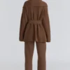 Chelsea Tan Cashmere + Wool Wide Leg Trousers