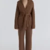 Chelsea Tan Cashmere + Wool Wide Leg Trousers