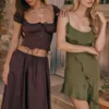 Marcia Olive Ruffle Mini Dress