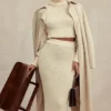 Mishka Cream Soft Boucle Knit Midi Skirt
