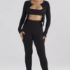 Sylvia Black Ribbed Knit Cardigan