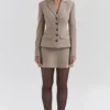 Nerida Brown Puppytooth A-Line Mini Skirt