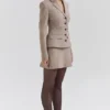 Nerida Brown Puppytooth A-Line Mini Skirt