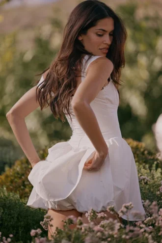 Ophelia White Cotton Mini Dress With Bloomers