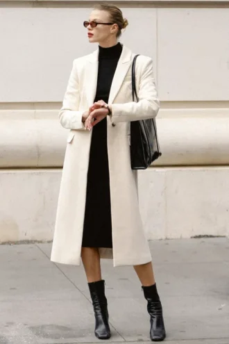 Remi Ivory Single Breasted Long Coat