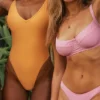 Rhodes Light Orange Plunge One Piece Swimsuit
