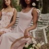 Jaime Pink Cotton Lace Up Midi Sundress