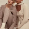 Gene Beige Soft Fluffy Knit Cardigan