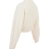 Salilah Cream Chenille Blend Bomber Jacket Salilah Cream Chenille Blend Bomber Jacket