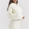 Salilah Cream Chenille Blend Bomber Jacket Salilah Cream Chenille Blend Bomber Jacket