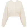 Salilah Cream Chenille Blend Bomber Jacket Salilah Cream Chenille Blend Bomber Jacket