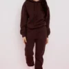 Halo Chocolate Cotton Fleece-Back Oversized Hoodie