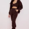Storm Chocolate Cotton Fleece-Back Zip Through Hoodie