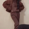 Halo Chocolate Cotton Fleece-Back Oversized Hoodie