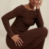 Sloane Chocolate Soft Cotton Boucle Maxi Skirt