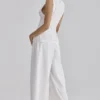 Jae White Cotton Wide Leg Trousers